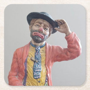 Classic but Cool Hobo Clown Square Paper Coaster