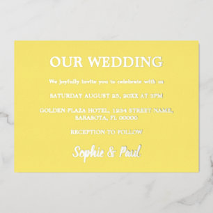 Classic Butter Yellow Wedding Foil Invitation