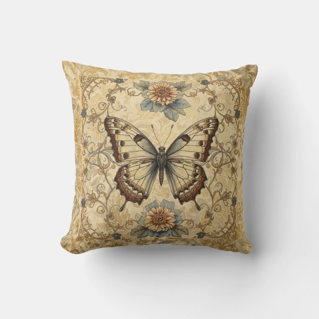 Classic, Butterfly and Florals Garden Pattern Cushion (Front)