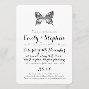 Classic Butterfly Personalised Wedding Invitation