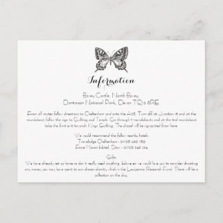 Classic Butterfly Wedding Information Card