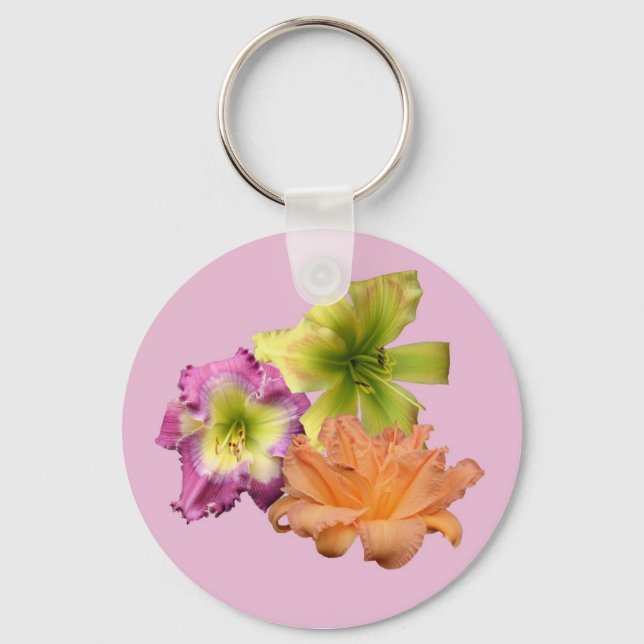 Classic Button Daylily Key Chain (Front)