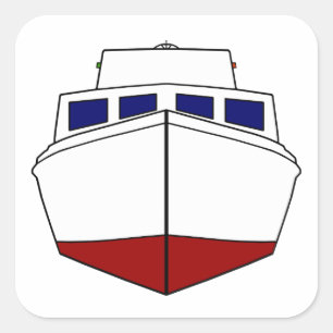 Classic Cabin Cruiser Fishing Boat Square Sticker