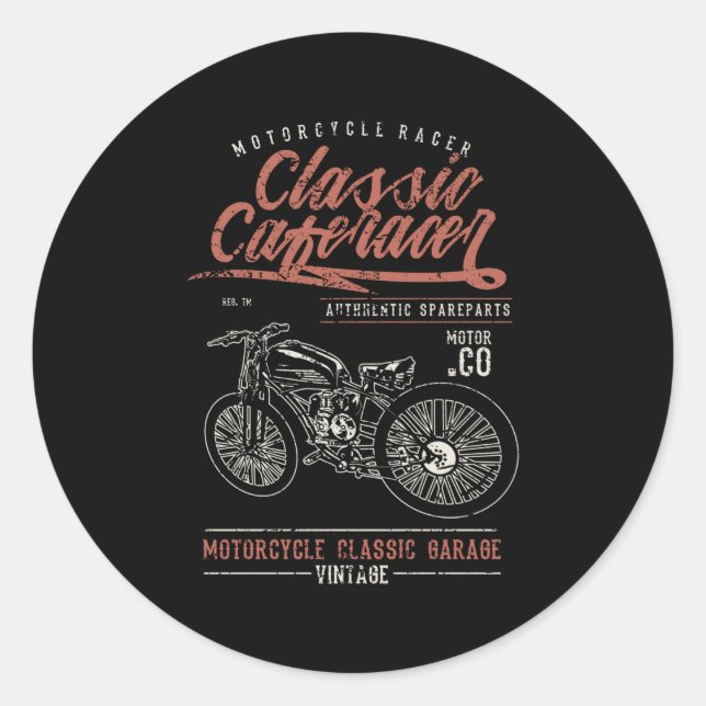 Classic Caferacer Round Sticker (Front)