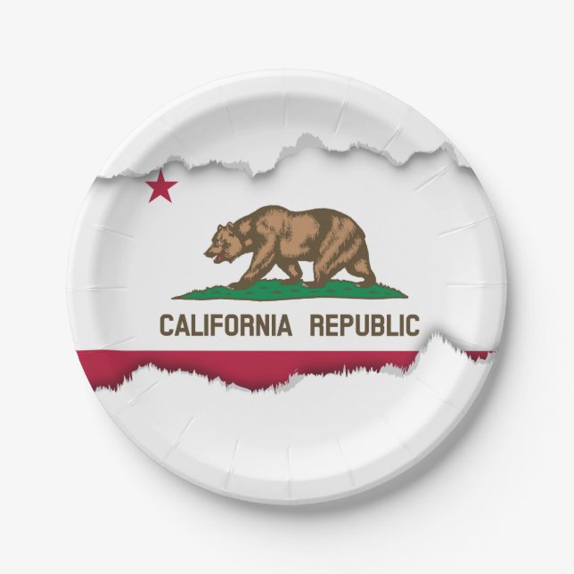 Classic California State Flag Paper Plate (Front)