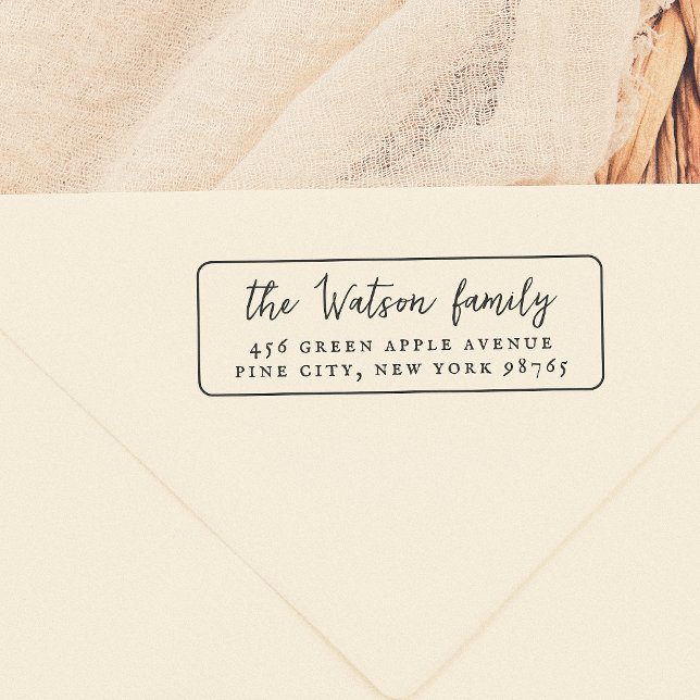 Classic Caligraphy Family Framed Return Address Rubber Stamp (Creator Uploaded)