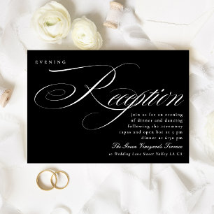 Classic Calligraphy Black Tie Wedding Reception Invitation