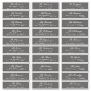 Classic Calligraphy Dark Grey Guest Address label