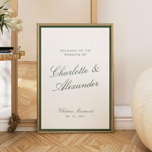 Classic Calligraphy Dark Sage Old Money Wedding Poster