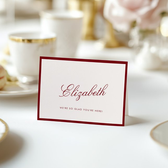Classic Calligraphy Deep Red Old Money Place Card (Creator Uploaded)