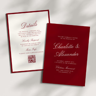 Classic Calligraphy Deep Red Old Money Wedding Invitation