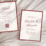Classic Calligraphy Deep Red Old Money Wedding Invitation<br><div class="desc">The "Classic Calligraphy Old Money" wedding design collection is a timeless and elegant suite inspired by refined tradition and understated luxury. With crisp black borders, delicate serif fonts, and romantic script lettering, this suite channels sophisticated charm reminiscent of vintage soirées and legacy estates. Perfect for formal weddings and iconic venues,...</div>