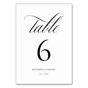 Classic Calligraphy Elegant Wedding Table Number 6