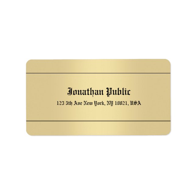 Classic Calligraphy Gold Look Template Address Label (Front)