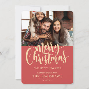 Classic Calligraphy Merry Christmas Photo Holiday Card