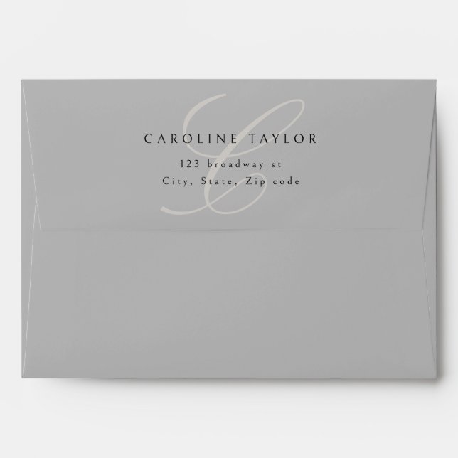 Classic Calligraphy Monogram Return Address Envelope (Back (Top Flap))
