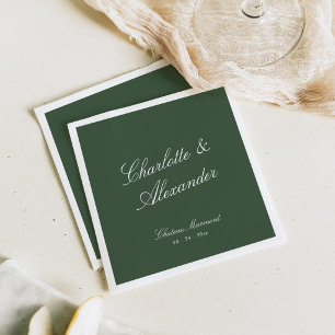 Classic Calligraphy Old Money Dark Sage Wedding Napkin
