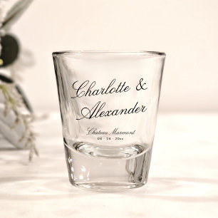 Classic Calligraphy Old Money Wedding Shot Glass