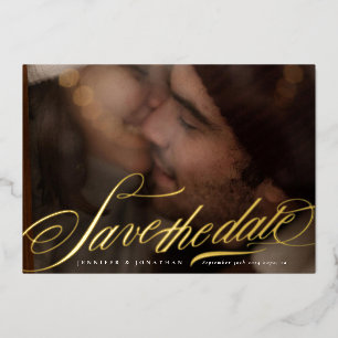 Classic Calligraphy Photo Wedding Save The Date