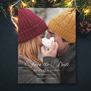 Classic Calligraphy Photo Wedding Save the Date