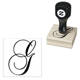 Classic Calligraphy Script Letter G Monogram Rubber Stamp