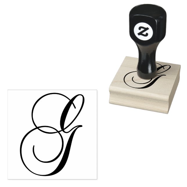 Classic Calligraphy Script Letter G Monogram Rubber Stamp (Stamped)