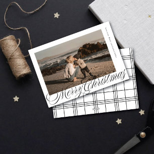 Classic Calligraphy Script Merry Christmas Photo Holiday Card