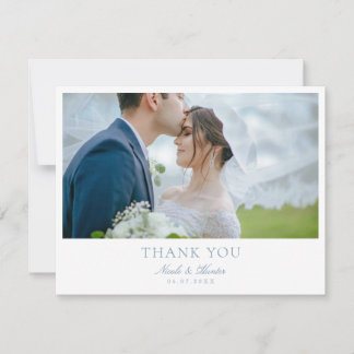 Classic Calligraphy Wedding Photo Thank You Card