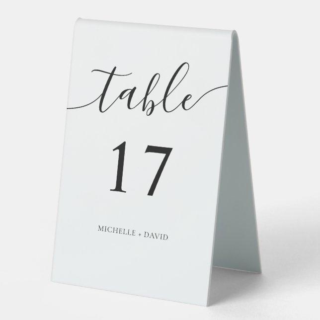 Classic Calligraphy Wedding Table Number (Front)