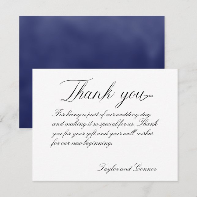 Classic Calligraphy Wedding Thank You Card (Front/Back)