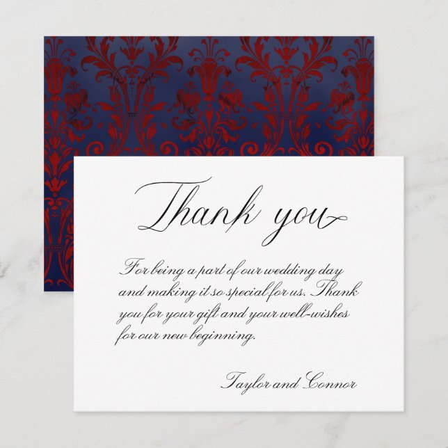 Classic Calligraphy Wedding Thank You Card (Front/Back)