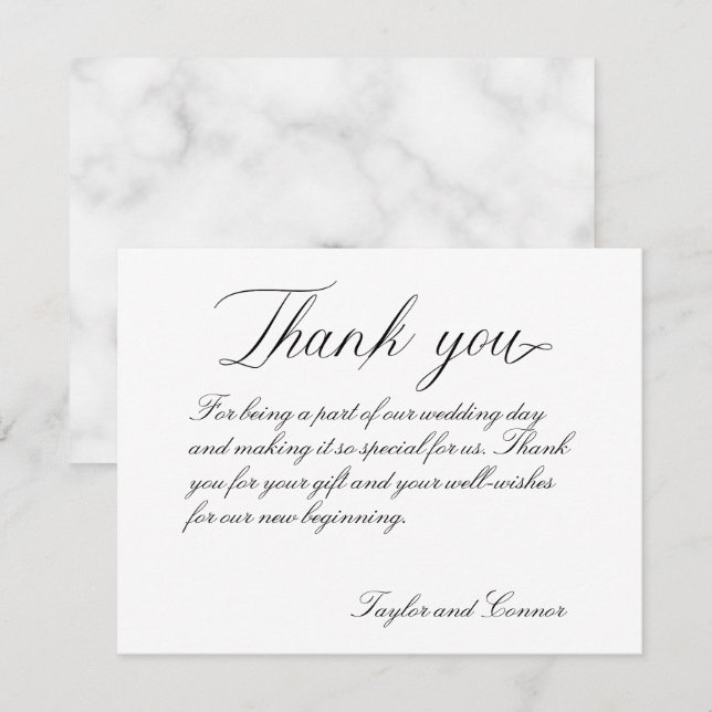 Classic Calligraphy Wedding Thank You Card (Front/Back)