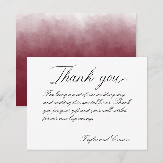 Classic Calligraphy Wedding Thank You Card (Front/Back)
