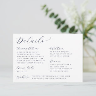 Classic Calligraphy White Wedding Details Enclosure Card