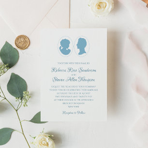 Classic Cameo Regency Blue Wedding Invitation