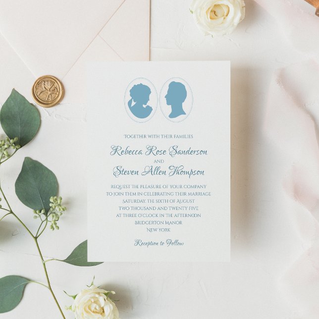 Classic Cameo Regency Blue Wedding Invitation (Creator Uploaded)