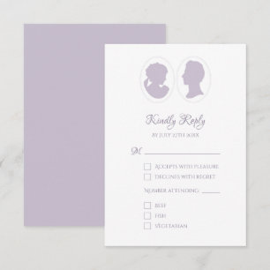 Classic Cameo Regency Purple Wedding RSVP Card