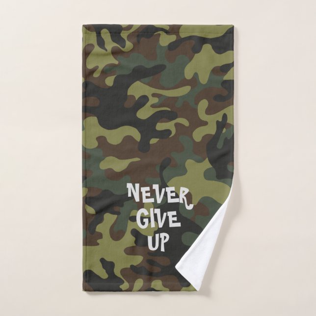 Classic Camo Tried and True Never Give Up Sweat Hand Towel (Hand Towel)
