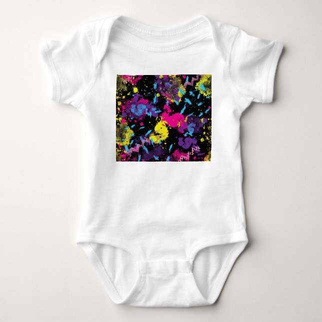 Classic Camouflage: Seamless Vintage Pattern Baby Bodysuit (Front)