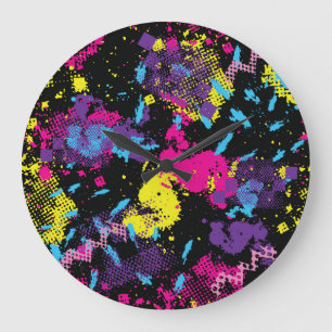 Classic Camouflage: Seamless Vintage Pattern Large Clock