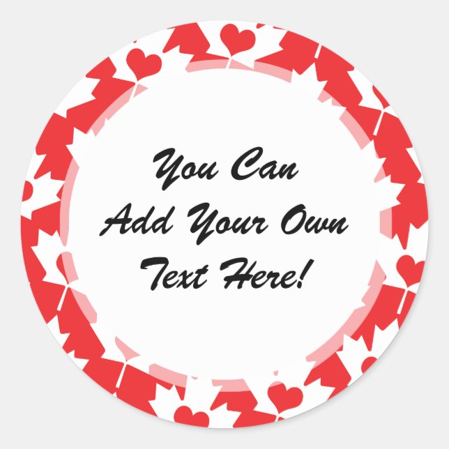 Classic Canadian Flag Maple Leaf with Heart Classic Round Sticker (Front)