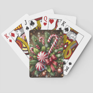 Classic Candy cane/peppermint Christmas greenery Playing Cards