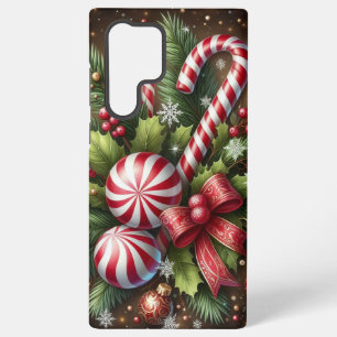 Classic Candy cane/peppermint Christmas greenery Samsung Galaxy Case
