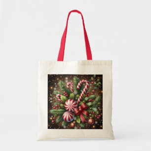 Classic Candy cane/peppermint Christmas greenery Tote Bag