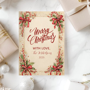 Classic Candy Striped Holiday Card