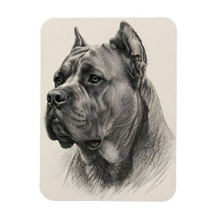 Classic Cane Corso Pencil Sketch Dog Portrait Magnet