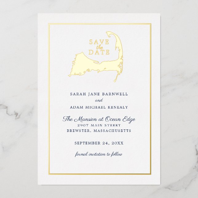 Classic Cape Cod Map Wedding Save the Date (Front)