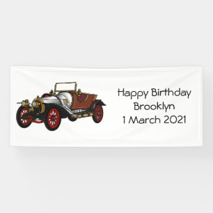 Classic car 1920 cartoon illustration banner