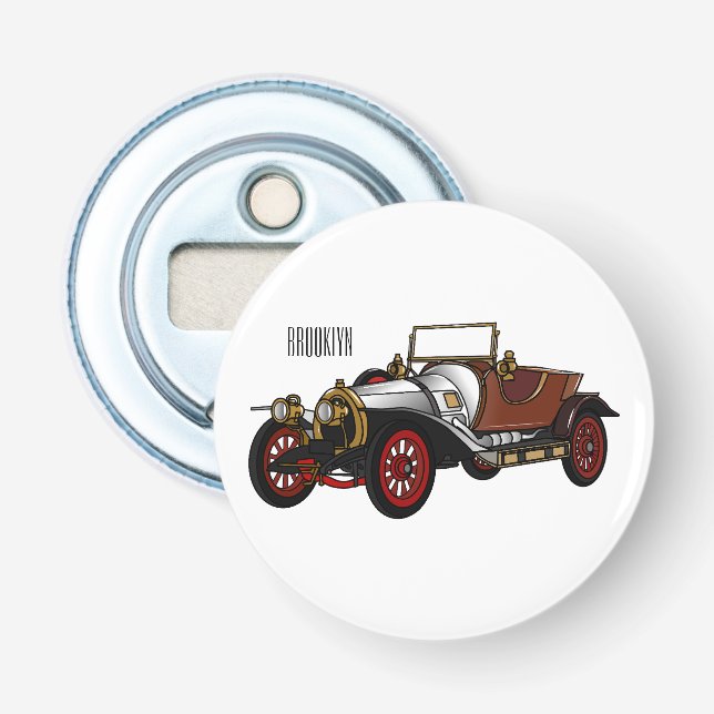 Classic car 1920 cartoon illustration bottle opener (Front)