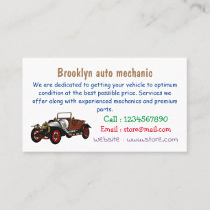 Classic car 1920 cartoon illustration business card